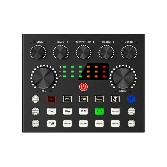 Real-time streaming Broadcasting V8S sound card for PC computers with 10 sound effects, 3 inputs and microphone inputs ,Easy to Operate
