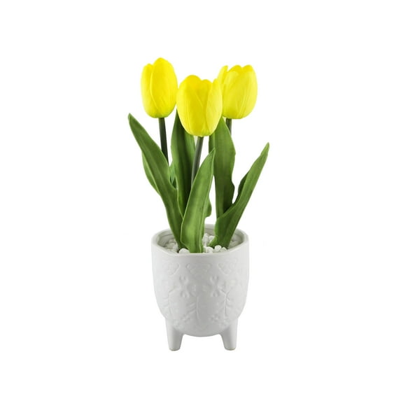 Real-touch Tulips in 4.5" Lobster Ceramic Footed