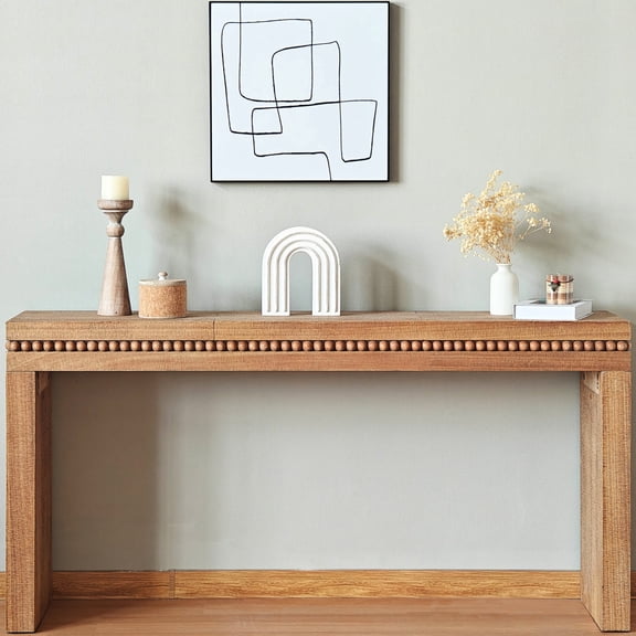 Real wood beads decorated table / Works well as vanity or desk