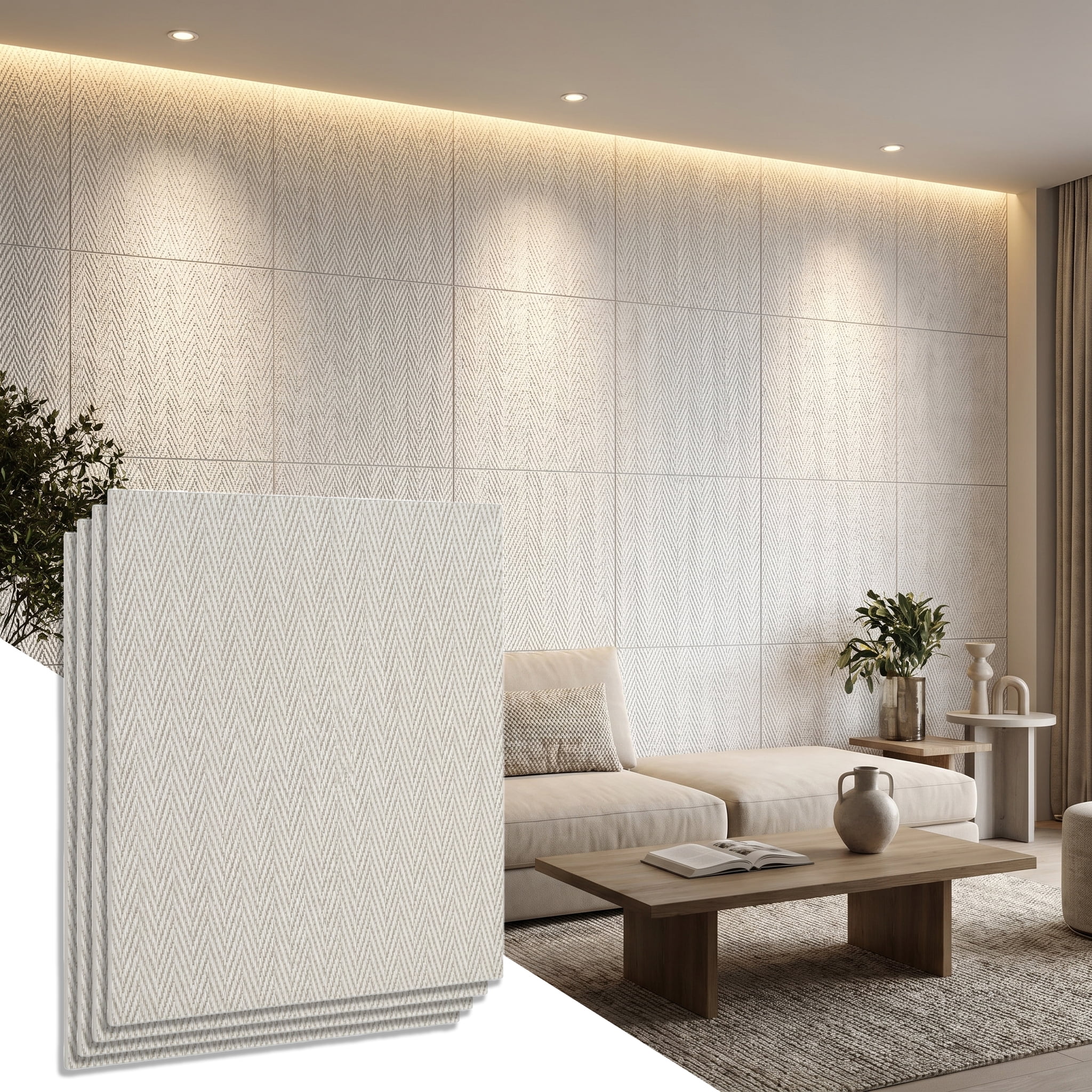Real3D 8Pcs 24"x24" Faux Stone Wall Panels 3D Textured, Flexible Real Sand Finish Decorative Wall Tiles,White