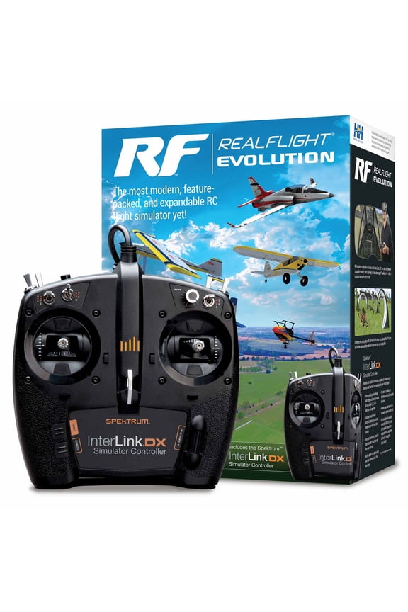 Evolution RC Flight Simulator Software with Interlink DX Controller Included RFL2000 Air/Heli Simulators Compatible with VR headsets Online multiplayer options Air/Heli Simulators