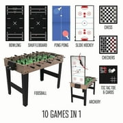 Realplay Tzumi 10-in-1 Multi Game Table for Arcade Games with Basketball, Foosball, Ping Pong, and More