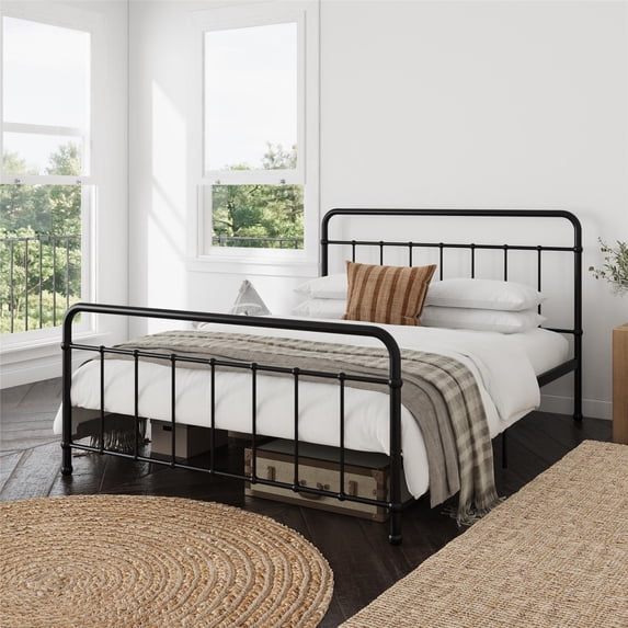RealRooms Ainsley Queen Metal Platform Bed Frame, Black