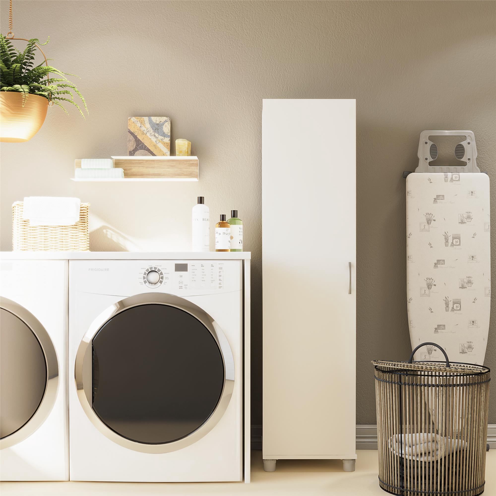 RealRooms Basin 60" Tall Storage with Adjustable Feet, White