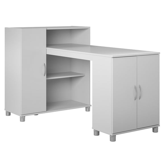 RealRooms Basin Hobby and Craft Desk with Storage, Dove Gray
