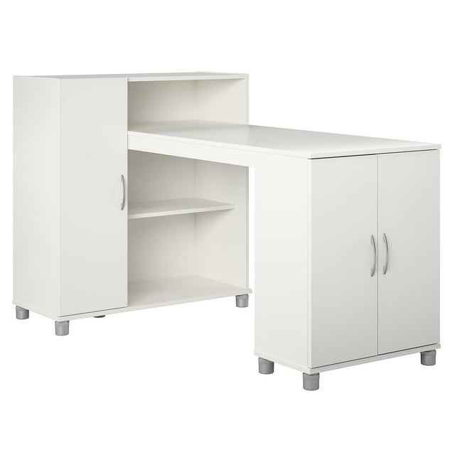 RealRooms Basin Hobby and Craft Desk with Storage, White
