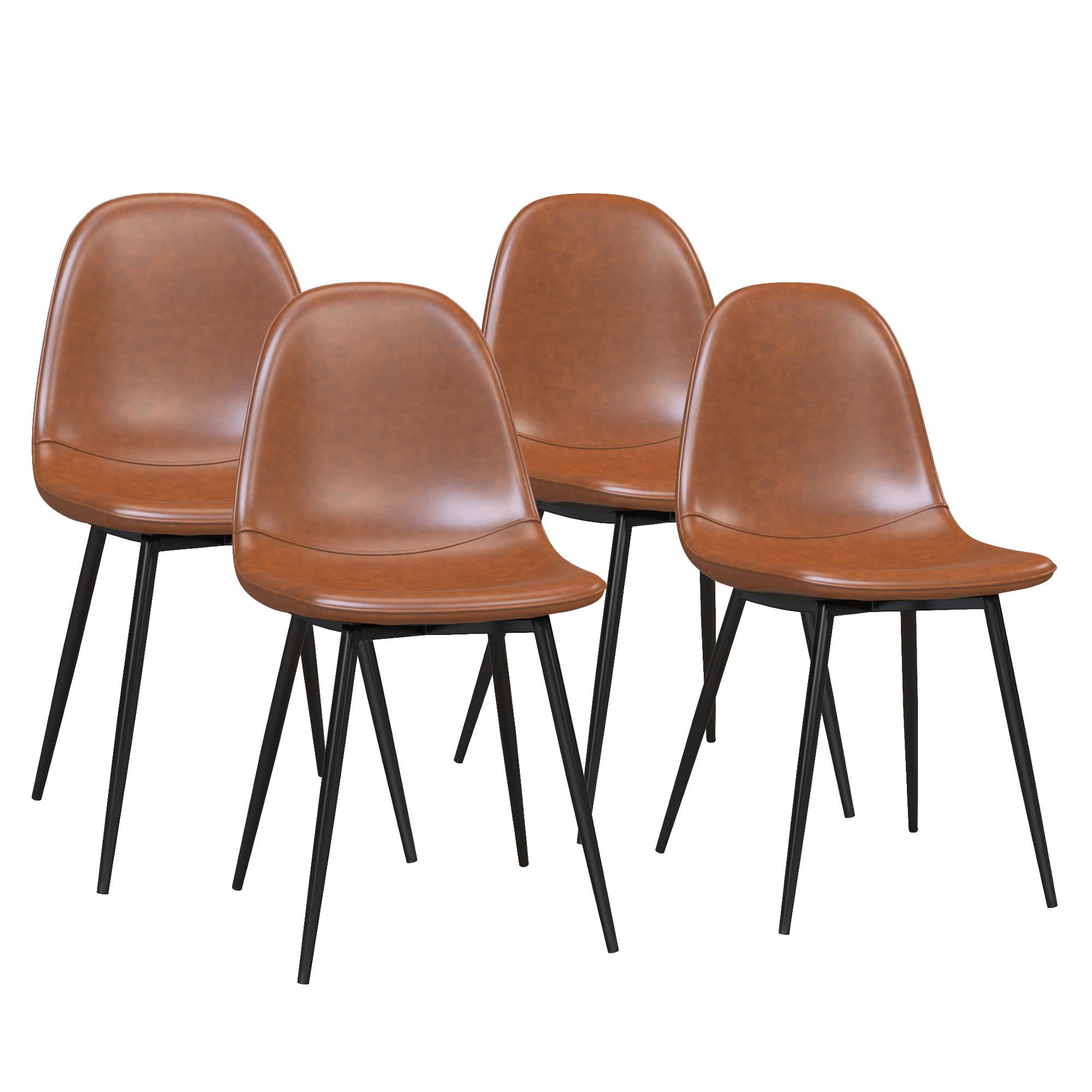 Camel faux best sale leather dining chairs