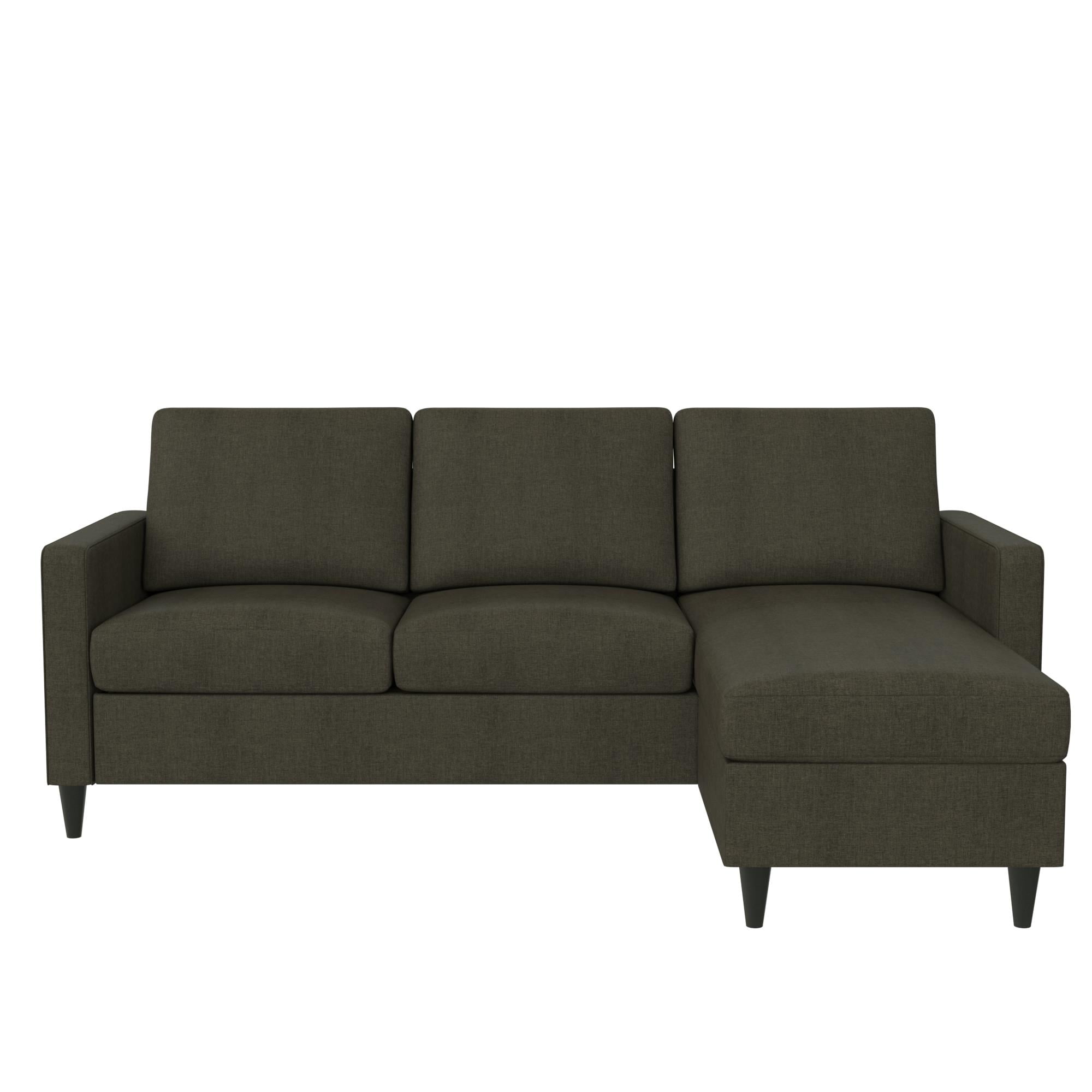 RealRooms Coral Reversible Sectional Upholstered Sofa, Gray Linen ...