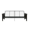 thumbnail image 1 of RealRooms Elbi Full Size Wood Arm and Black Metal Futon Frame, Espresso, 1 of 9