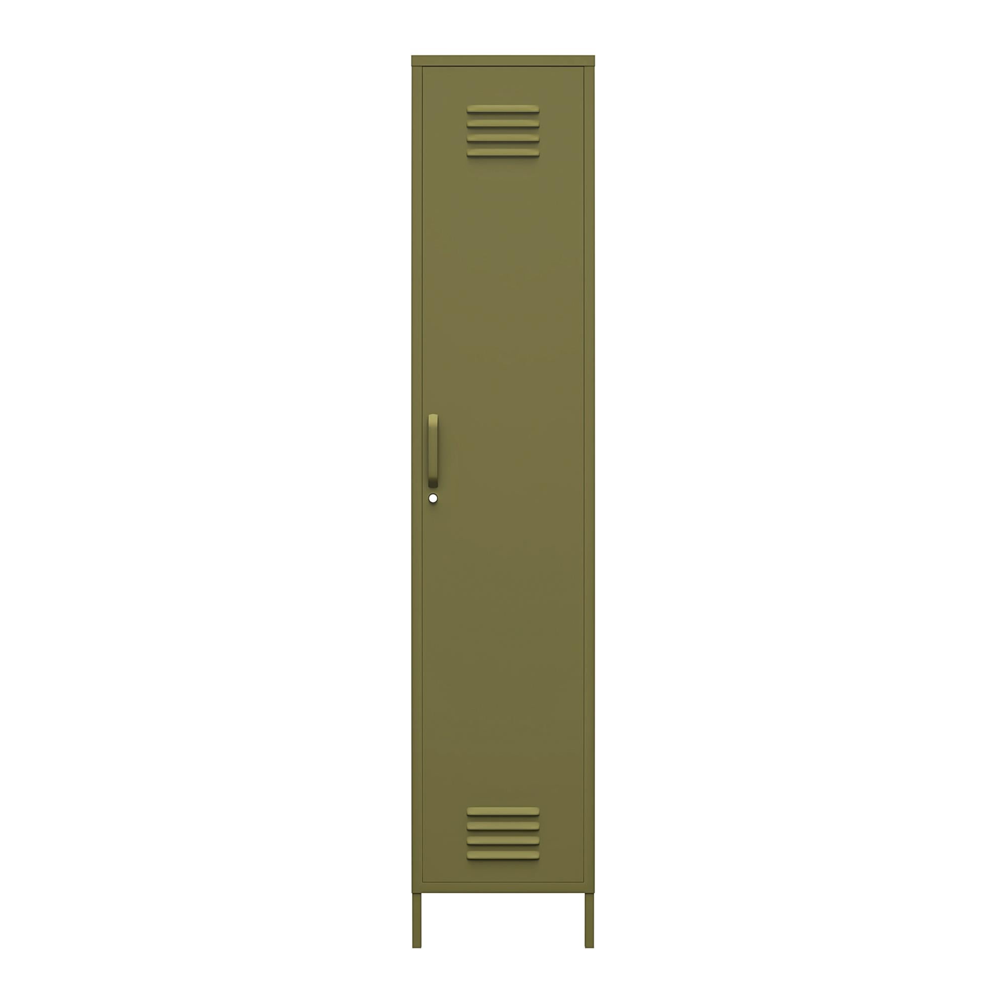 RealRooms Shadwick 1 Door Tall Single Metal Locker Style Storage Olive Green