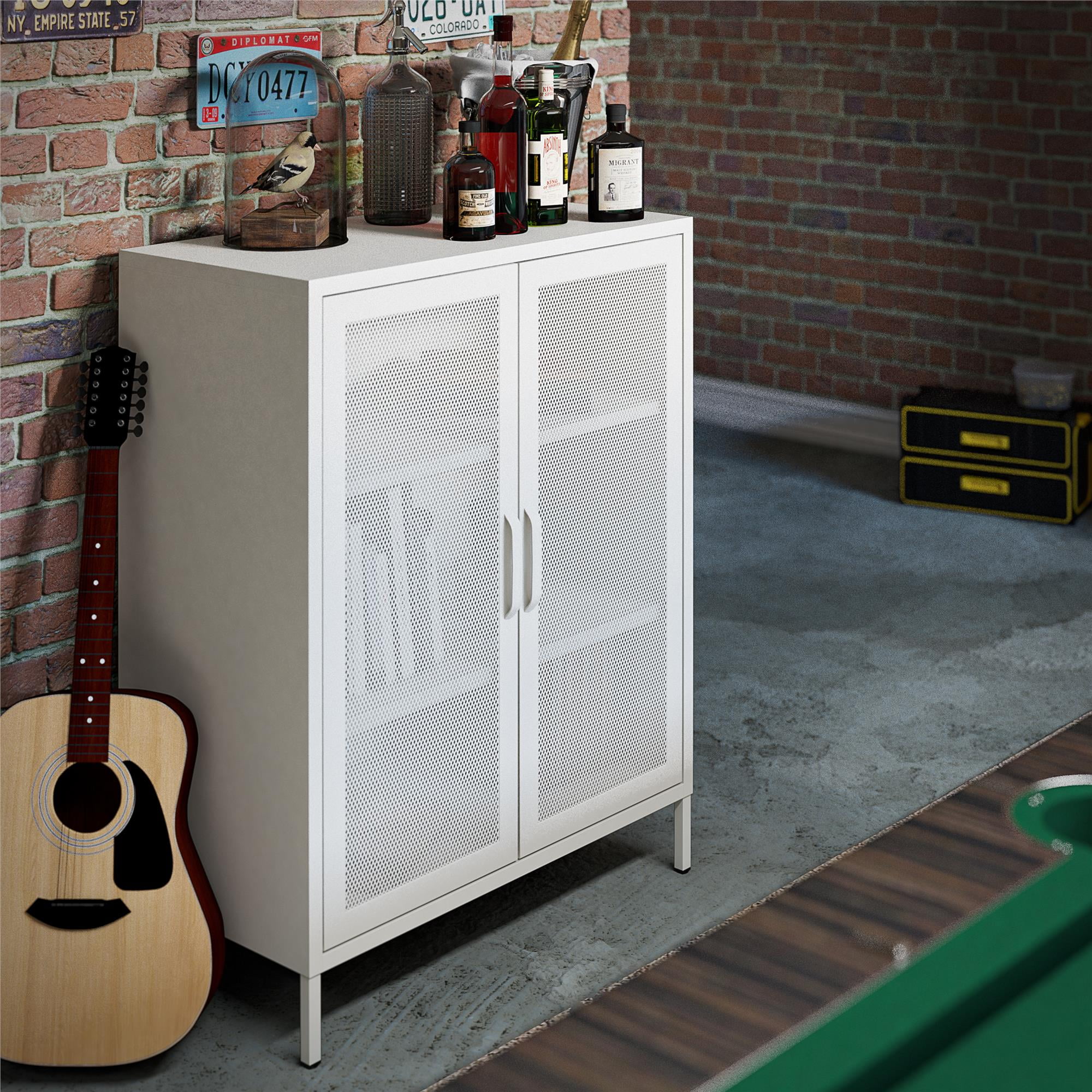 White Metal Lockable Cabinet with Adjustable Shelving