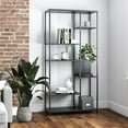 thumbnail image 1 of RealRooms Shadwick Metal Bookcase Room Divider, Black, 1 of 9
