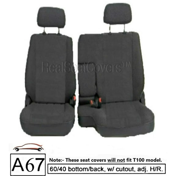 RealSeatCover made to fit Toyota Tacoma 1995 - 2000 Front 60/40 Split Bench Seat Cover Adj Headrest Armrest (Charcoal)