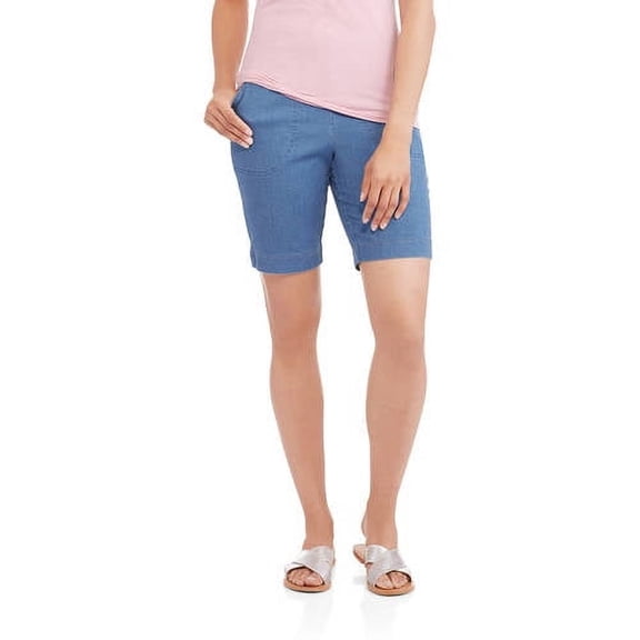 RealSize Women's 2-Pocket Pull On Stretch Shorts, Available in Petite Sizing