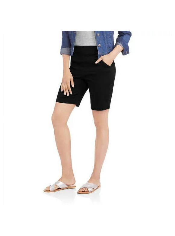 RealSize Women's 2-Pocket Pull On Stretch Shorts, Available in Petite Sizing