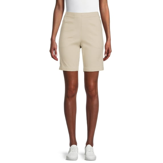 RealSize Women's 2-Pocket Pull On Stretch Shorts, Available in Petite Sizing