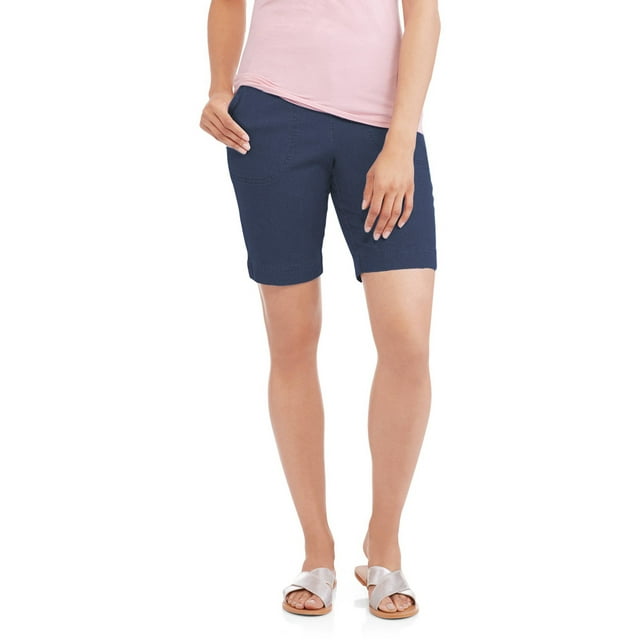 RealSize Women's 2-Pocket Pull On Stretch Shorts, Available in Petite Sizing