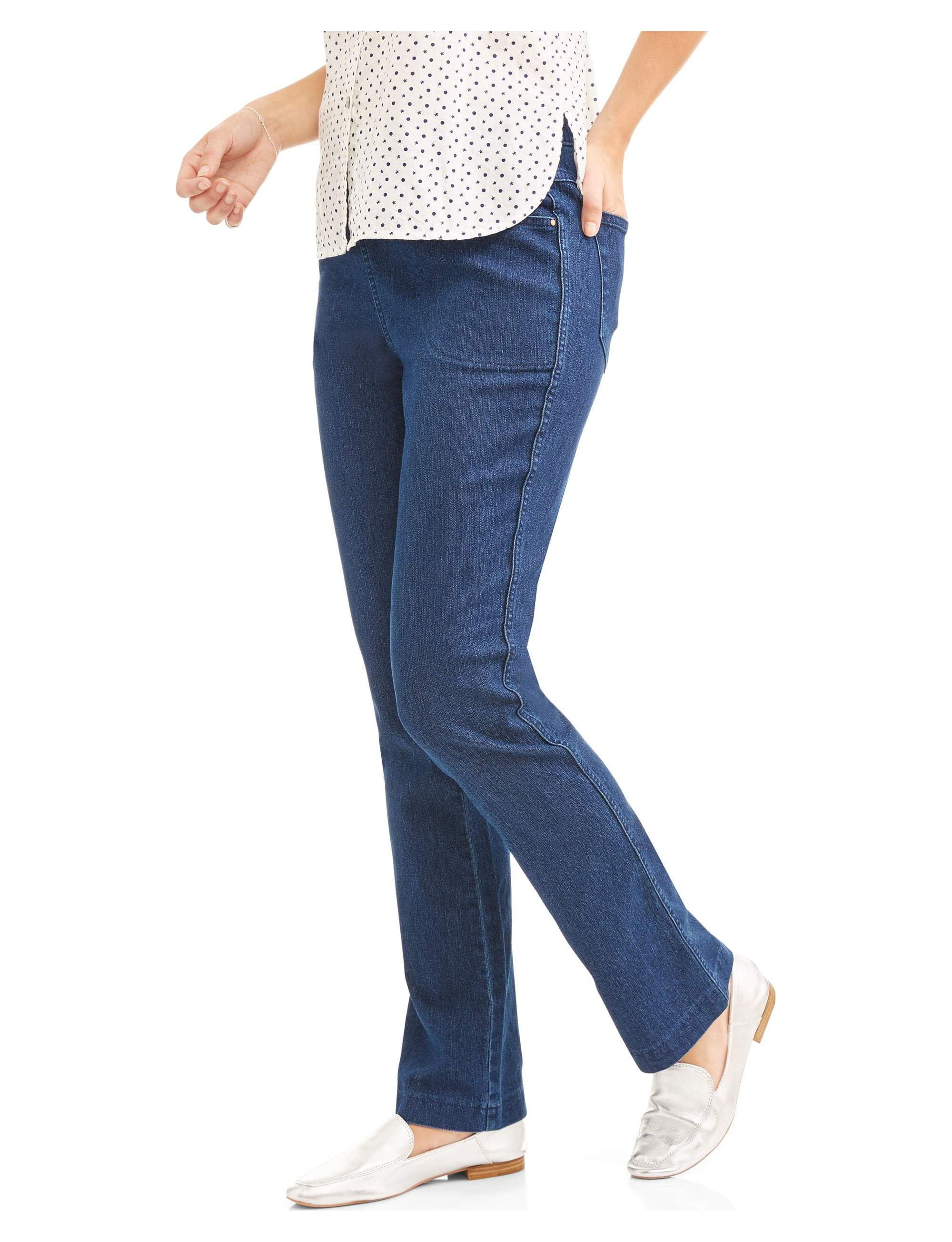 RealSize Women's 4 Pocket Stretch Pull On Bootcut Jeans, Sizes S-XXL ...