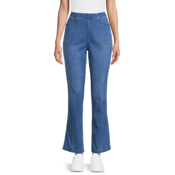 RealSize Women's 4 Pocket Stretch Pull On Bootcut Jeans, Sizes S-XXL, Available in Petite