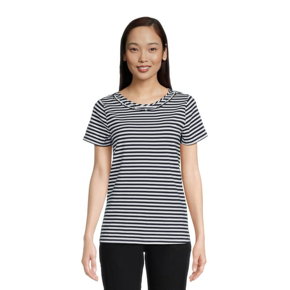 RealSize Women's Embellished Crewneck Tee with Short Sleeves, Sizes XS-3XL