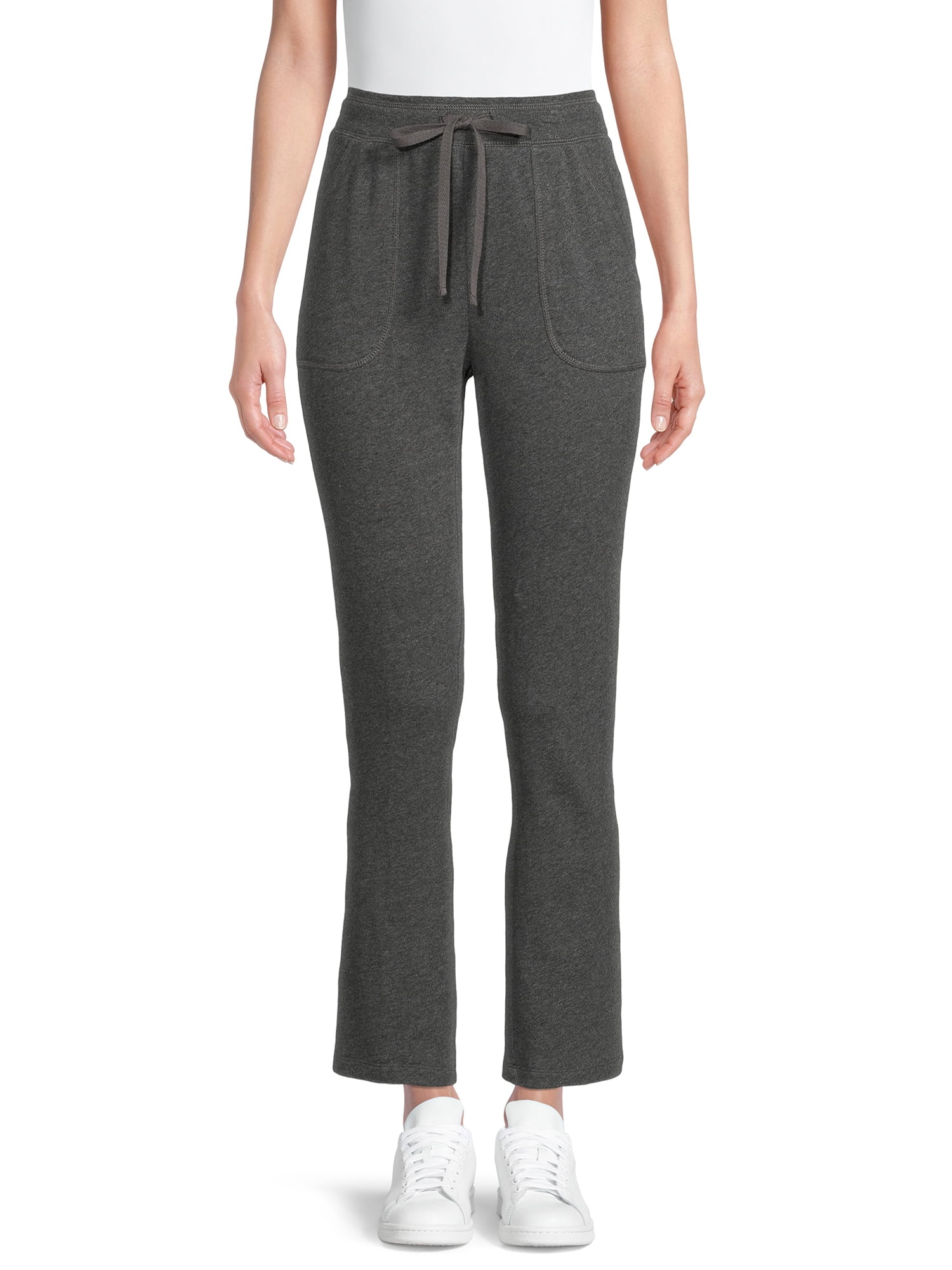 Bessie Exposed Seam Details Drawstring Solid Terry Sweatpants