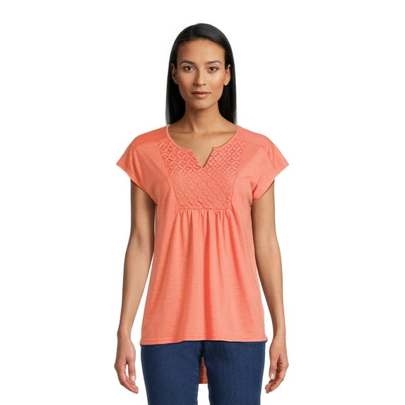 Real Size Women's Crochet Bib Tunic Top, Women's and Women's Plus XS-4X