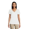thumbnail image 1 of RealSize Women's Lace V-Neck Tee with Short Sleeves, Sizes XS-XXXL, 1 of 6