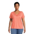 thumbnail image 1 of RealSize Women's Plus Lace V-Neck Tee with Short Sleeves, 1 of 6