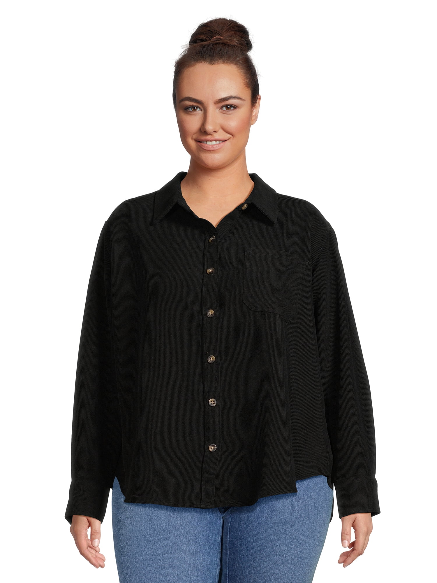 RealSize Women's Plus Size Corduroy Shacket