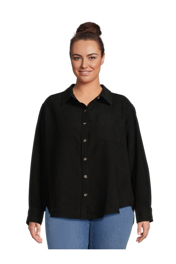 Women's Plus Size Corduroy Shacket