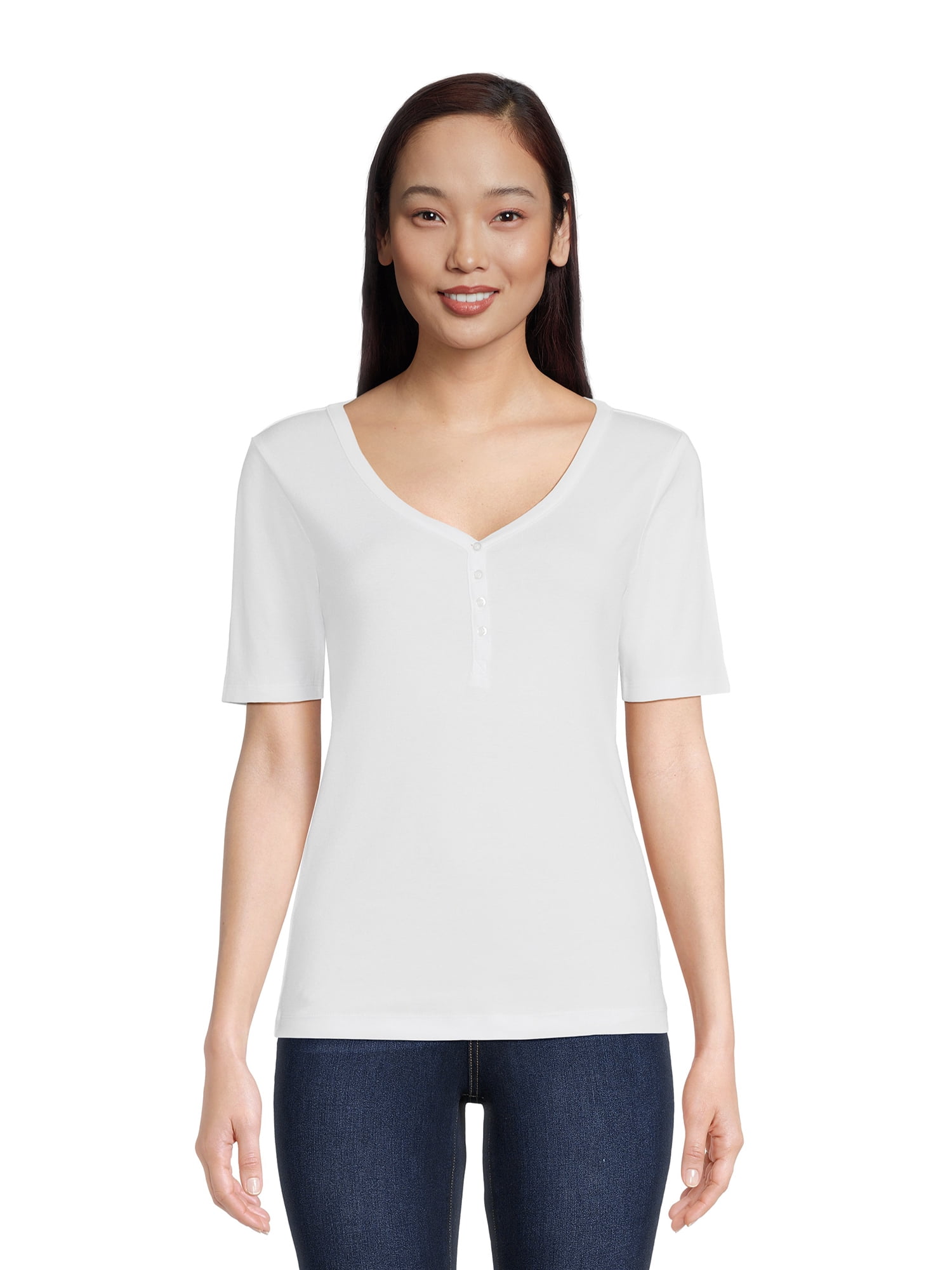 RealSize Women's Ribbed Henley Shirt, Sizes XS-3XL