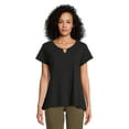 thumbnail image 1 of RealSize Women's Sharkbite Hem Tee with Short Sleeves, Sizes XS-XXXL, 1 of 6