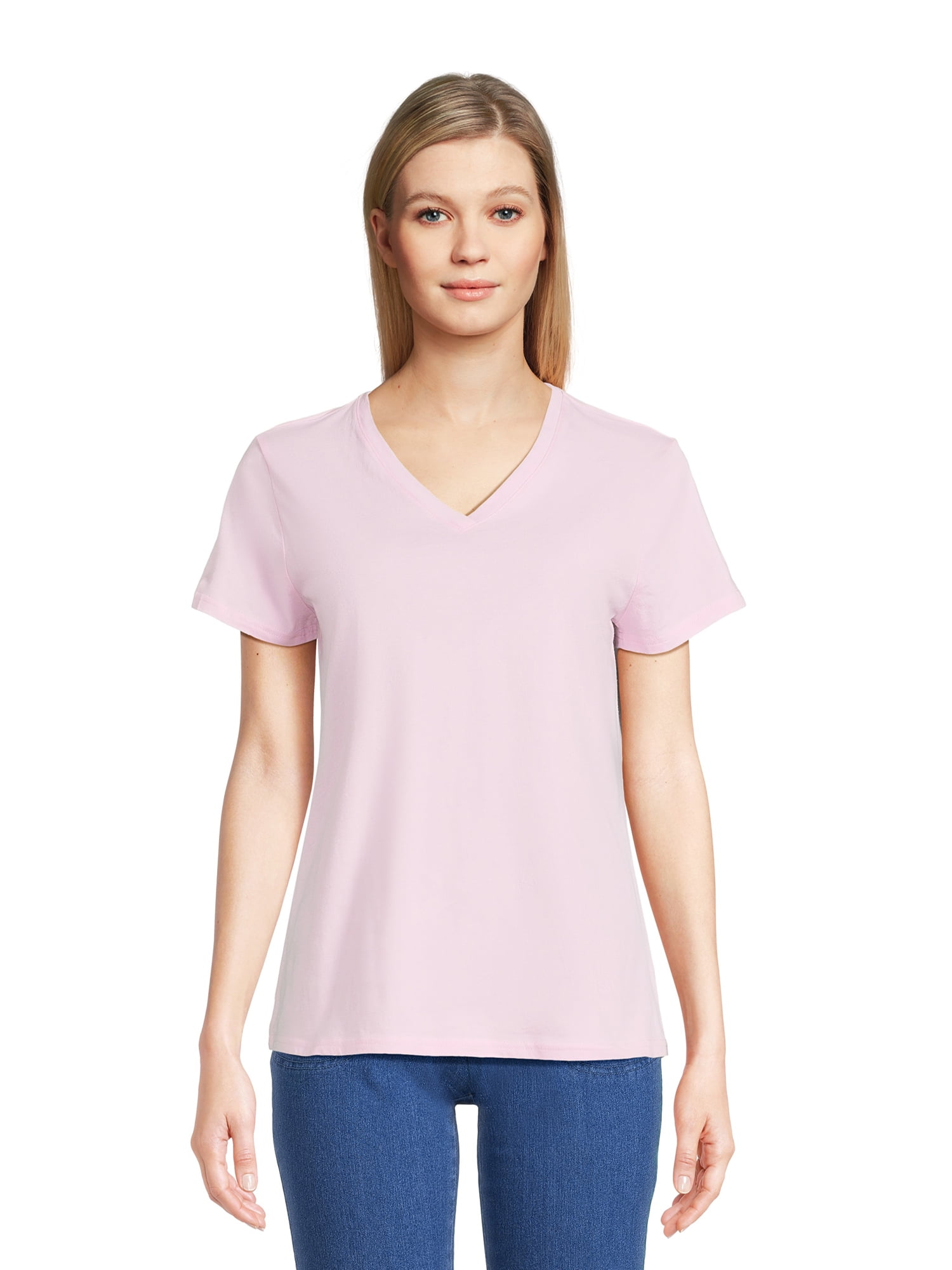 RealSize Women's V-Neck Graphic Tee with Short Sleeves, Sizes XS-3XL