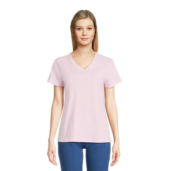 RealSize Women's V-Neck Graphic Tee with Short Sleeves, Sizes XS-3XL