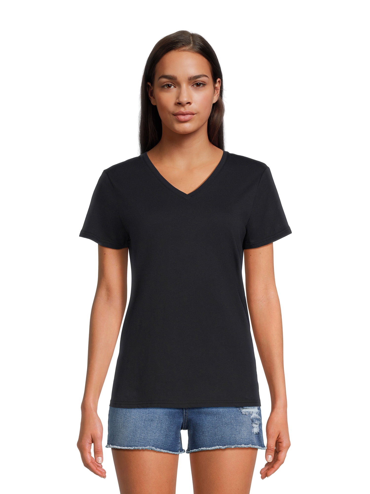 RealSize Women's V-Neck Graphic Tee with Short Sleeves, Sizes XS-3XL