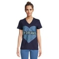 thumbnail image 1 of RealSize Women's V-Neck Graphic Tee with Short Sleeves, Sizes XS-3XL, 1 of 5