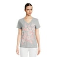 thumbnail image 1 of RealSize Women's V-Neck Graphic Tee with Short Sleeves, Sizes XS-3XL, 1 of 5