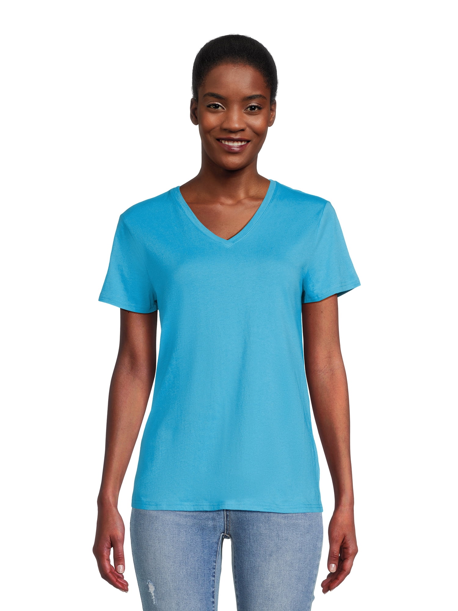 Hanes Originals Women's Lightweight V-Neck Cotton Tee with Long Sleeves,  Sizes XS-XXL 