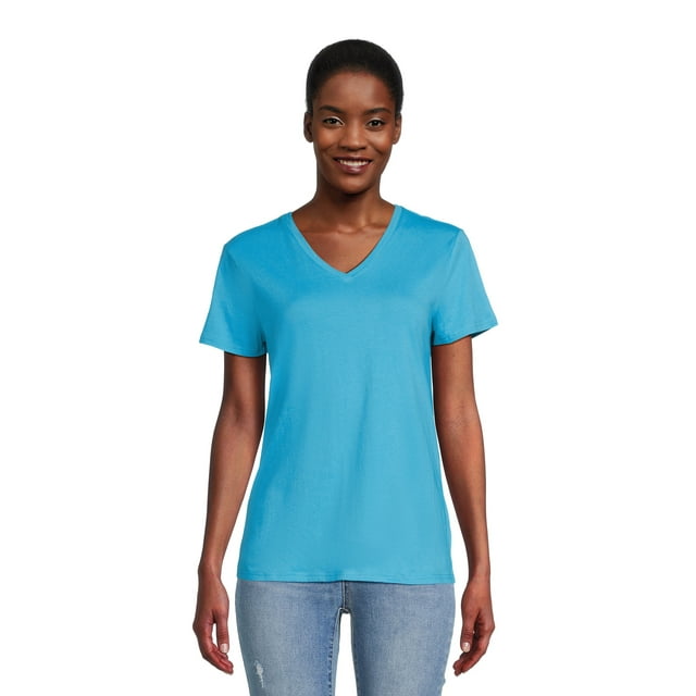 RealSize Women's V-Neck Tee with Short Sleeves, Sizes XS-3XL - Walmart.com