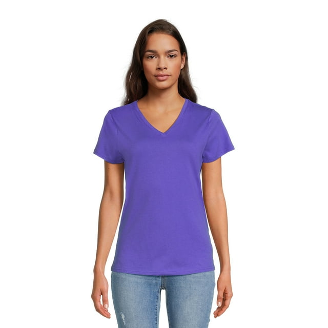 RealSize Women's V-Neck Tee with Short Sleeves, Sizes XS-3XL - Walmart.com