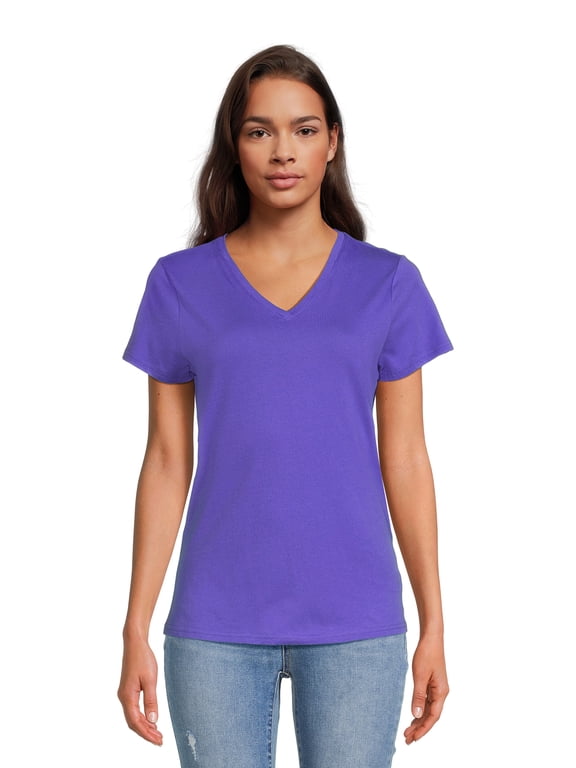 Women's V-Neck Tee with Short Sleeves, Sizes XS-3XL