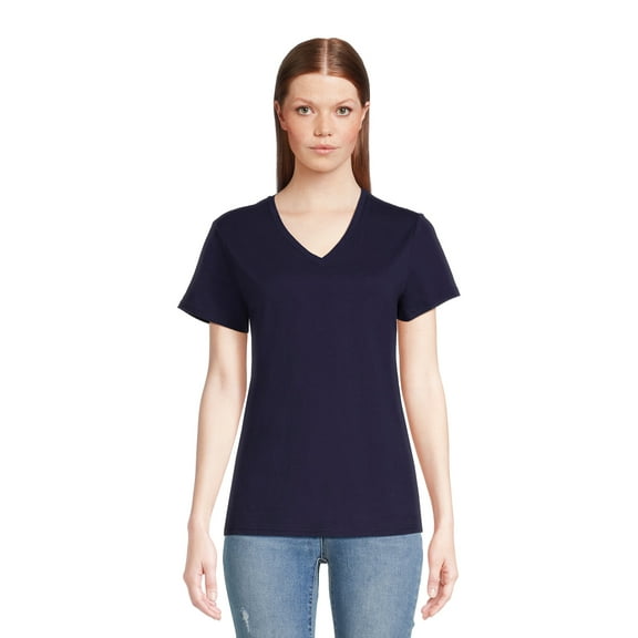 RealSize Women's V-Neck Tee with Short Sleeves, Sizes XS-3XL