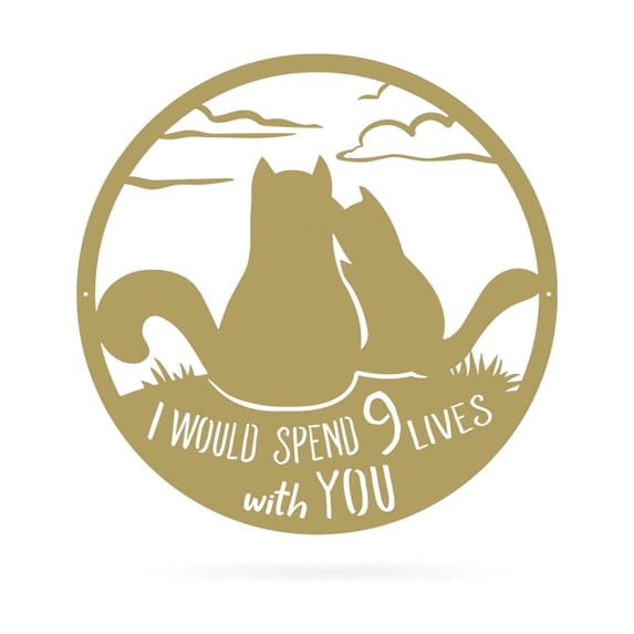 RealSteel 9 Lives Together Cats – Room Décor - Gift for Cat Lovers – Outdoor Wall Decoration – For Husband or Wife (30"/ Gold))