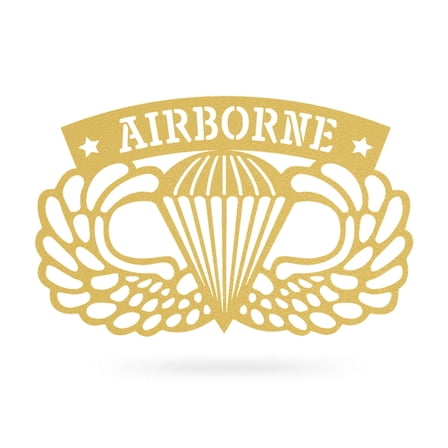 RealSteel Airborne Emblem Wall Décor - Showcase Military Pride with Style (24"/Gold)