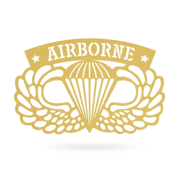 RealSteel Airborne Emblem Wall Décor - Showcase Military Pride with Style (24"/Gold)