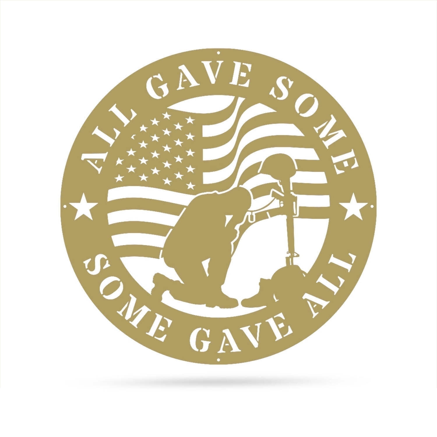 RealSteel All Gave Some, Some Gave All Metal Memorial Sign – Patriotic Wall Art (GOLD - 36")