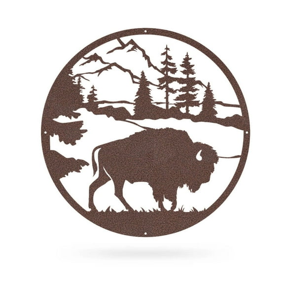 RealSteel American Bison Wall Décor - Sacred Symbol of the Wilderness (24" /Penny Vein)