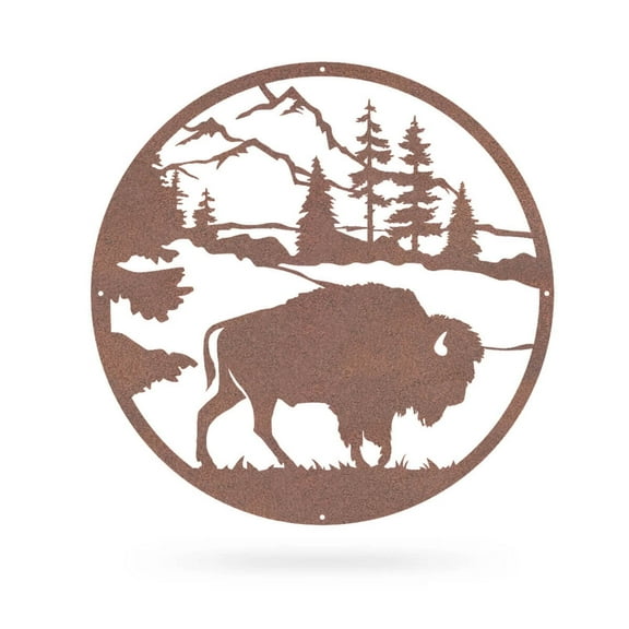 RealSteel American Bison Wall Décor - Sacred Symbol of the Wilderness (24" /RUST)