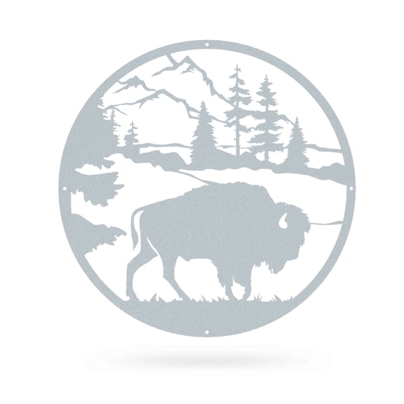 RealSteel American Bison Wall Décor - Sacred Symbol of the Wilderness (24" /Textured Silver)