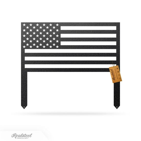 RealSteel American Flag Stake – Patriotic Yard Decor (24"x21", Black)
